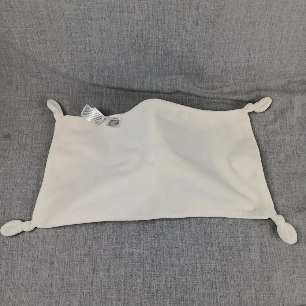 Carters Bear Security Blanket Ivory Grey White Spots Long Lovey Knotted Corners